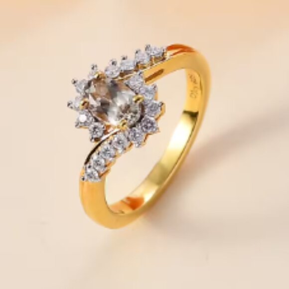 AAA Turkizite and Moissanite Bypass Ring - Picture 2 of 3